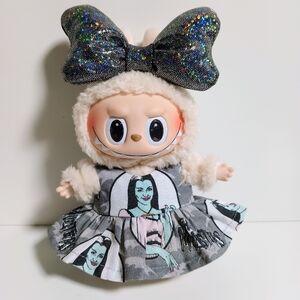 Custom Labubu The Munsters Lily Dress and Metallic Hologram Bow